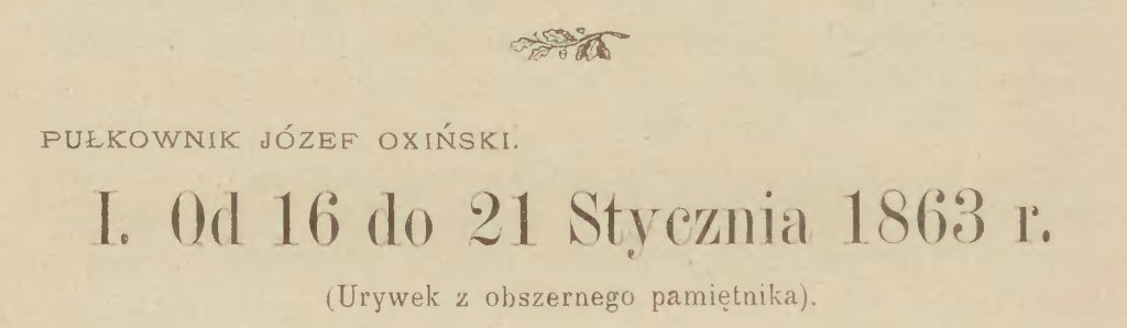 Oxiński, W czterdziestą rocznicę powstania styczniowego 1863–1903