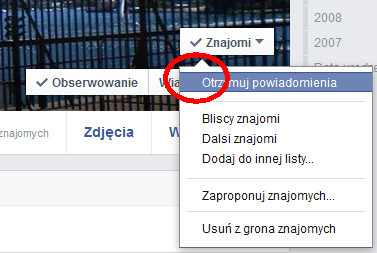 Powiadomienia o znajomym wyłączone