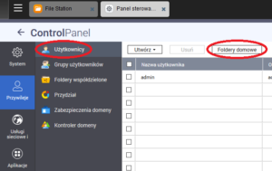 foldery domowe w użytkownikach panelu sterowania