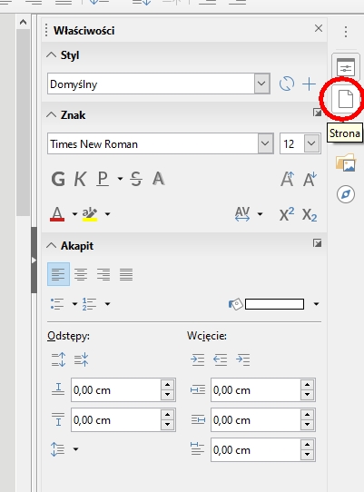 W LibreOffice Writer po wciśnięciu F11 przechodzimy z indywidualnego formatowania właściwości znaku/akapitu w miejscu kursora do edytowania bieżącego stylu stron
