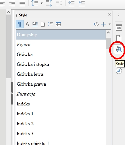 W LibreOffice Writer po wciśnięciu F11 można też przejść z indywidualnego formatowania właściwości znaku/akapitu w miejscu kursora do edytowania całych klas styli