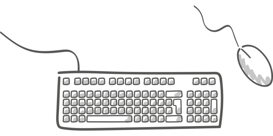 szkic przewodowej klawiatury i myszki komputerowej, fot. Pixabay 1412284 Schmidsi