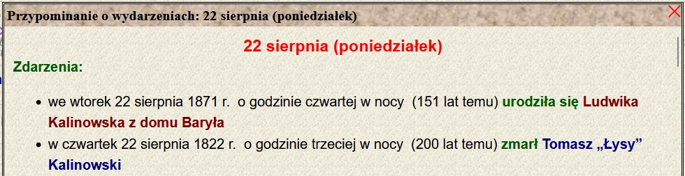 Przypominajka w programie genealogicznym o 200. rocznicy śmierci Tomasza Kalinowskiego ze Strojca (1758–1822)